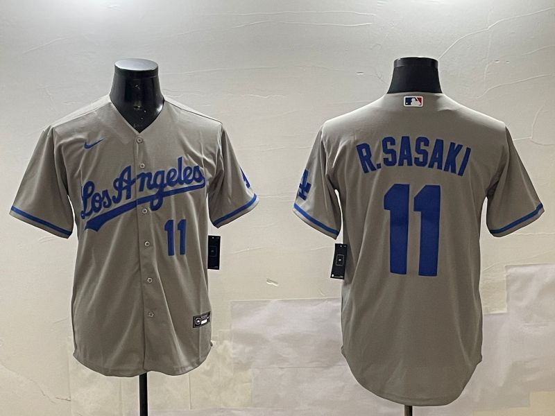 Men Los Angeles Dodgers 11 R.Sasaki Grey Game 2025 Nike MLB Jersey style 2